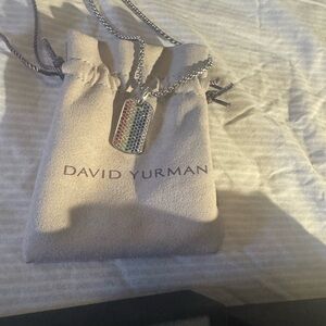 David Yurman Silver Necklace with Rainbow Pendant